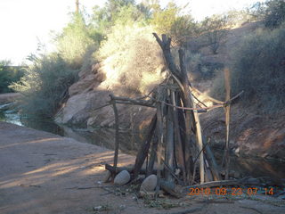 strange teepee frame on running path near Loop 202