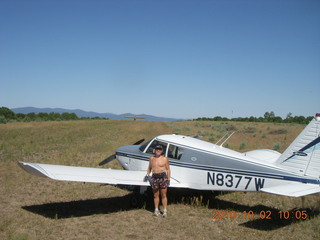 143 7c2. Adam and N8377W at Me-Own airstrip after my run