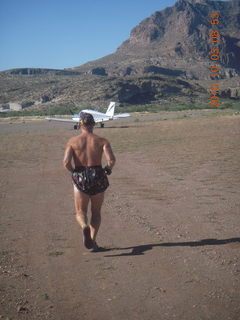 1317 7c3. Superior Airport run - Adam running towards N8377W