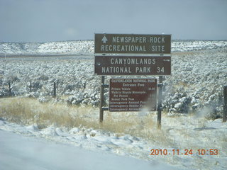 Moab trip - drive to Canyonlands Needles snow covered road