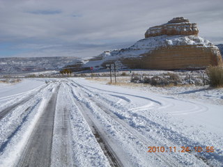 Moab trip - drive to Canyonlands Needles snow covered road