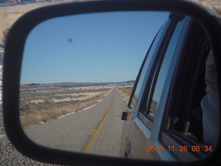 Moab trip - drive from Needles Overlook in mirror