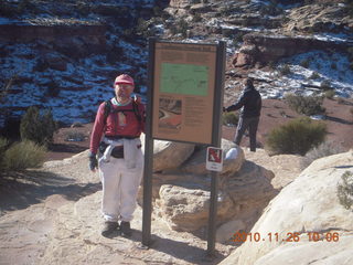 Moab trip - Needles - Confluence Overlook hike - Adam and sign