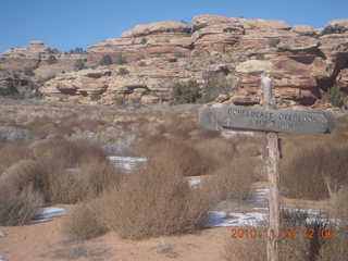 Moab trip - Needles - Confluence Overlook hike - 1.1 miles to go sign