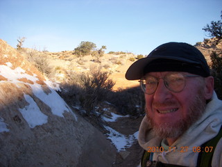 1366 7dt. Moab trip - Canyonlands Lathrop hike - Adam with ice in beard