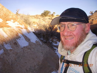 Moab trip - Canyonlands Lathrop hike - Adam with ice in beard