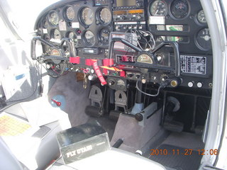 Moab trip - N8377W cockpit with 'Fly Utah!' on right seat