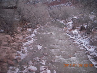 aerial - Virgin River and I-15 canyon in Arizona