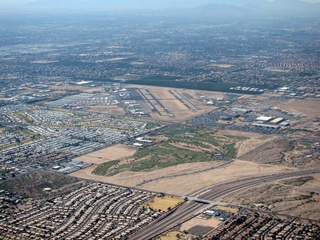 309 7g8. Sky Harbor fly-in - aerial - Falcon Field (flying in N8377WZ)