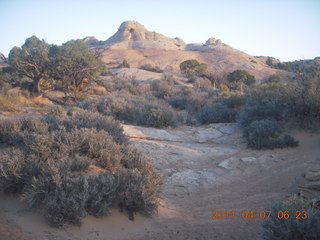 driving in Canyonlands at dawn