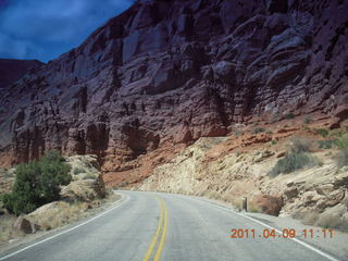 Arches National Park drive - pack of bicyclists