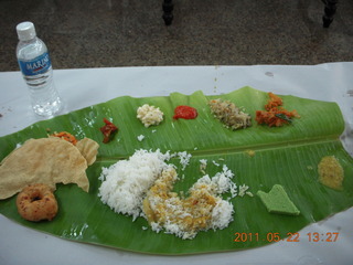 India - wedding location - lunch - Puducherry (Pondicherry) - food on banana leaf