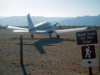 536 7lb. aerial - Pearce Ferry airstrip (L25) - airport 'security' sign and N8377W