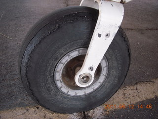 N8377W tire after newly-oiled runway at Rimrock (48AZ)