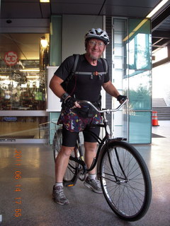 Adam on restored old Schwinn Typhoon bicycle