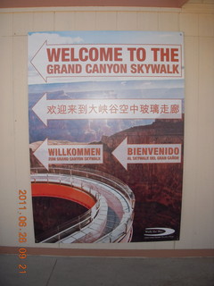 110 7ls. Welcome to the Grand Canyon Skywalk sign