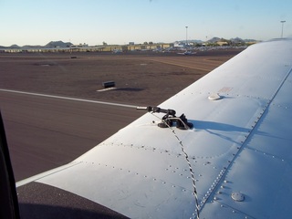 Sean and model airplane at Deer Valley (DVT) with N8377W