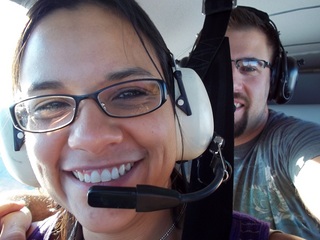 Kristina, Neil, and Adam flying in N8377W