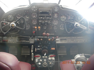 Lee's place in Sampleys Airport (28AZ) - cockpit of Beech 18