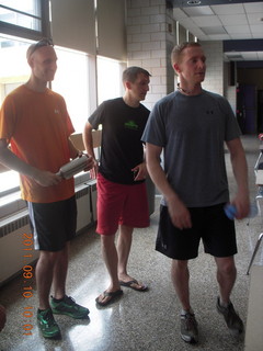 cross-country team and alumni - after-race pizza