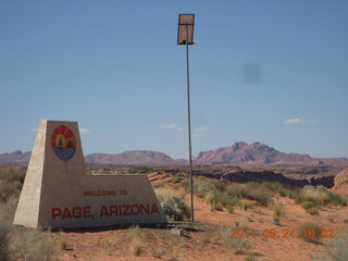 Page Airport (PGA) to Wahweap Marina run - welcome to Page sign