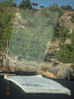 227 7qb. Canyonlands National Park - my letter on windshield (trying to make a cool picture here)