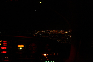 Sean's pictures - N8483R instrument panel at night - city lights