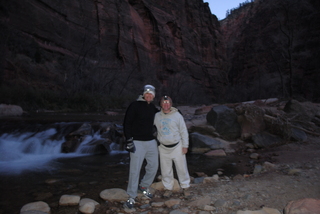 Zion National Park - pre-dawn Riverwalk - Gokce and Adam on the Virgin River