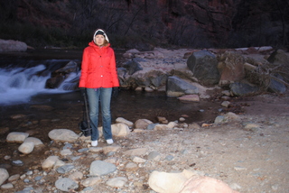 Zion National Park - pre-dawn Riverwalk - icy warning signs