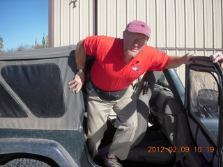 Bouquet Ranch jeep ride - Adam getting out of jeep