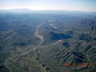 aerial - flight home from Bouquet Ranch - Route 87