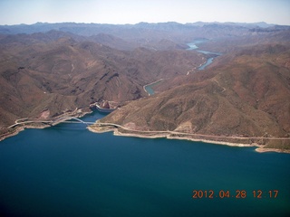 aerial - Roosevelt Lake - bridge and dam