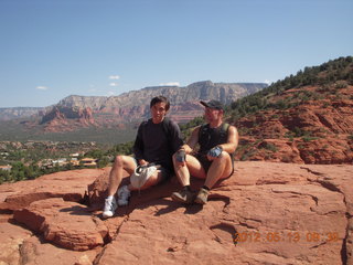 TC and Adam resting at the observation viewpoint in Sedona