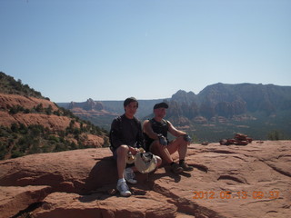 TC and Adam resting at the observation viewpoint in Sedona