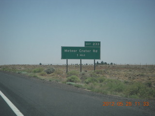 Meteor Crater Road sign on I-40