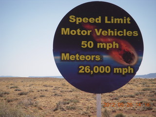 meteor crater - funky speed-limit sign