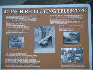 Lowell Observatory - 42-inch reflector telescope sign