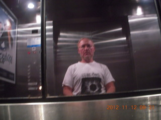 Adam in hotel elevator