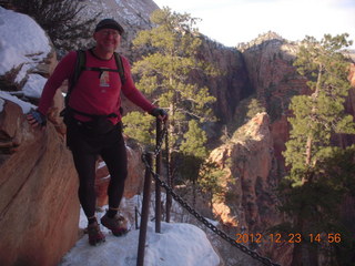 Zion National Park - Angels Landing hike - Adam using chains