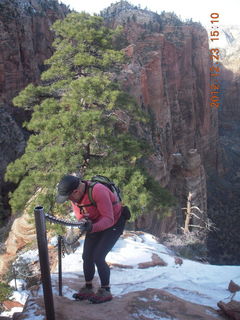 Zion National Park - Angels Landing hike - Adam using chains