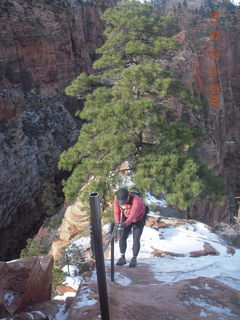 Zion National Park - Angels Landing hike - Adam using chains