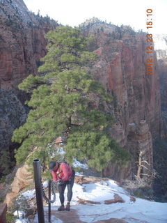 195 84p. Zion National Park - Angels Landing hike - Adam using chains