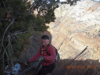 Zion National Park - Angels Landing hike - Adam using chains