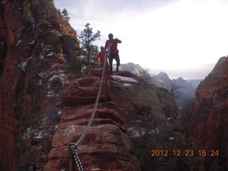 Zion National Park - Angels Landing hike - Adam using chains