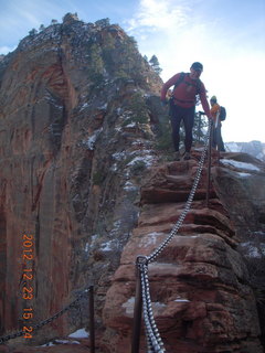 Zion National Park - Angels Landing hike - Adam using chains