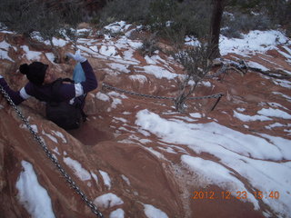 Zion National Park - Angels Landing hike - Adam using chains