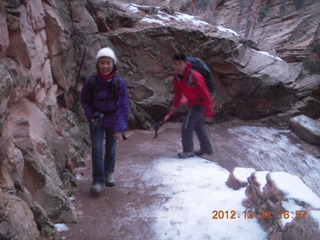 Zion National Park - Angels Landing hike - slippery Walter's Wiggles - other hikers