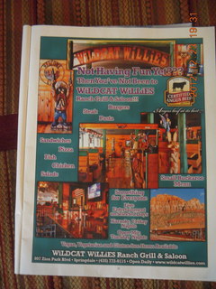 Wildcat Willies restaurant menu