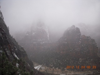 Zion National Park - cloudy, foggy Observation Point hike