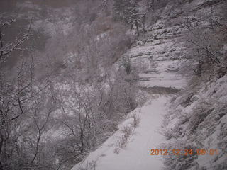 Zion National Park - cloudy, foggy Observation Point hike - another hiker